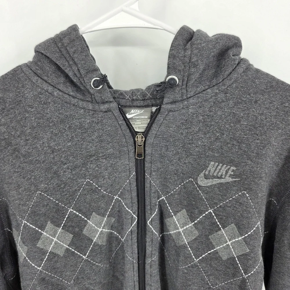 Nike Hoodie Womens Medium Gray Full Zip Sweatshirt Athletic Swoosh Logo Classic